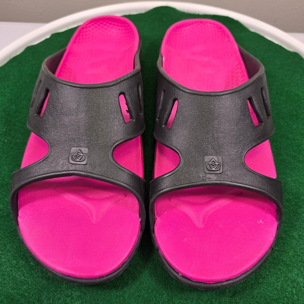 Spenco Kholo Recovery Slides Mens 10 Black Pink Orthotic Sandals Total Support